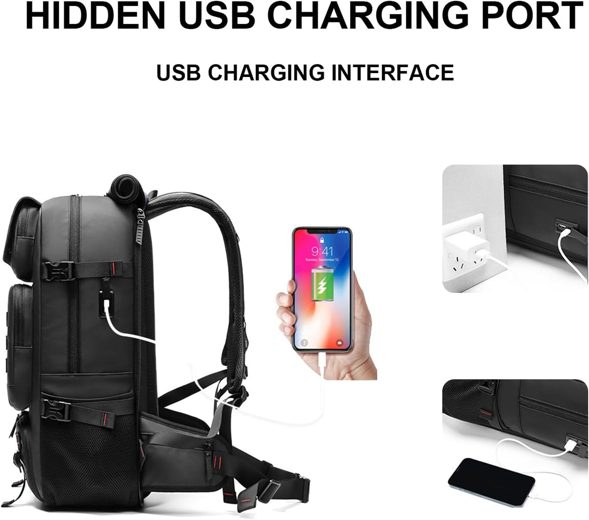 50L Waterproof Travel Backpack with Shoe Compartment & USB Port | LoungeYard — product view 5