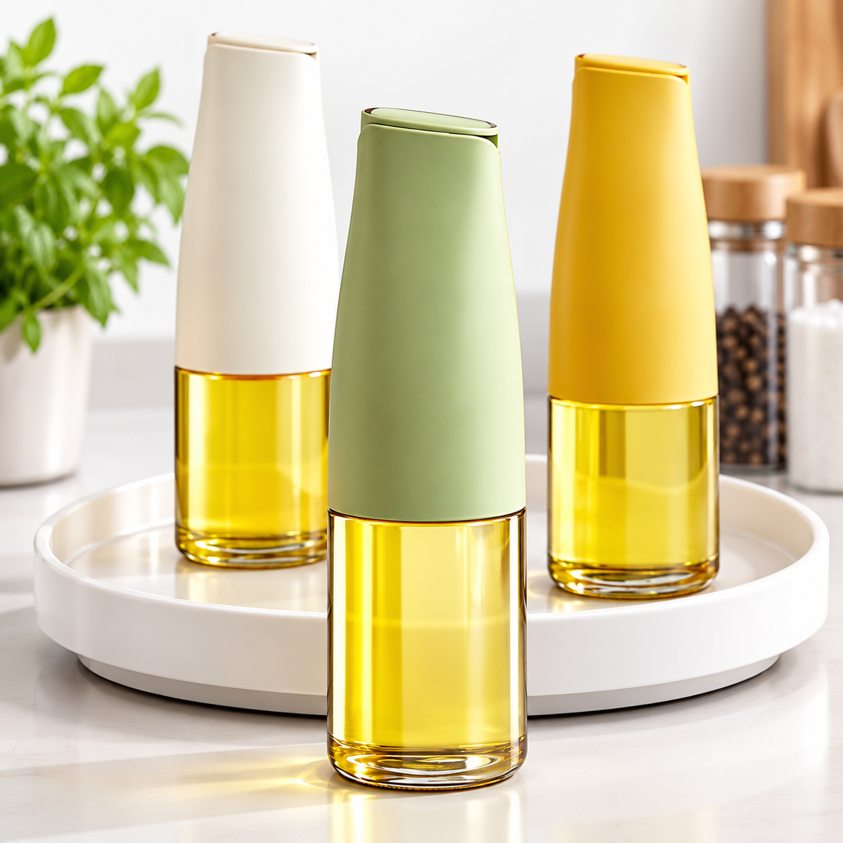 Glass Oil Pourer with Removable ABS Lid and Silicone Seal LoungeYard — product view 1