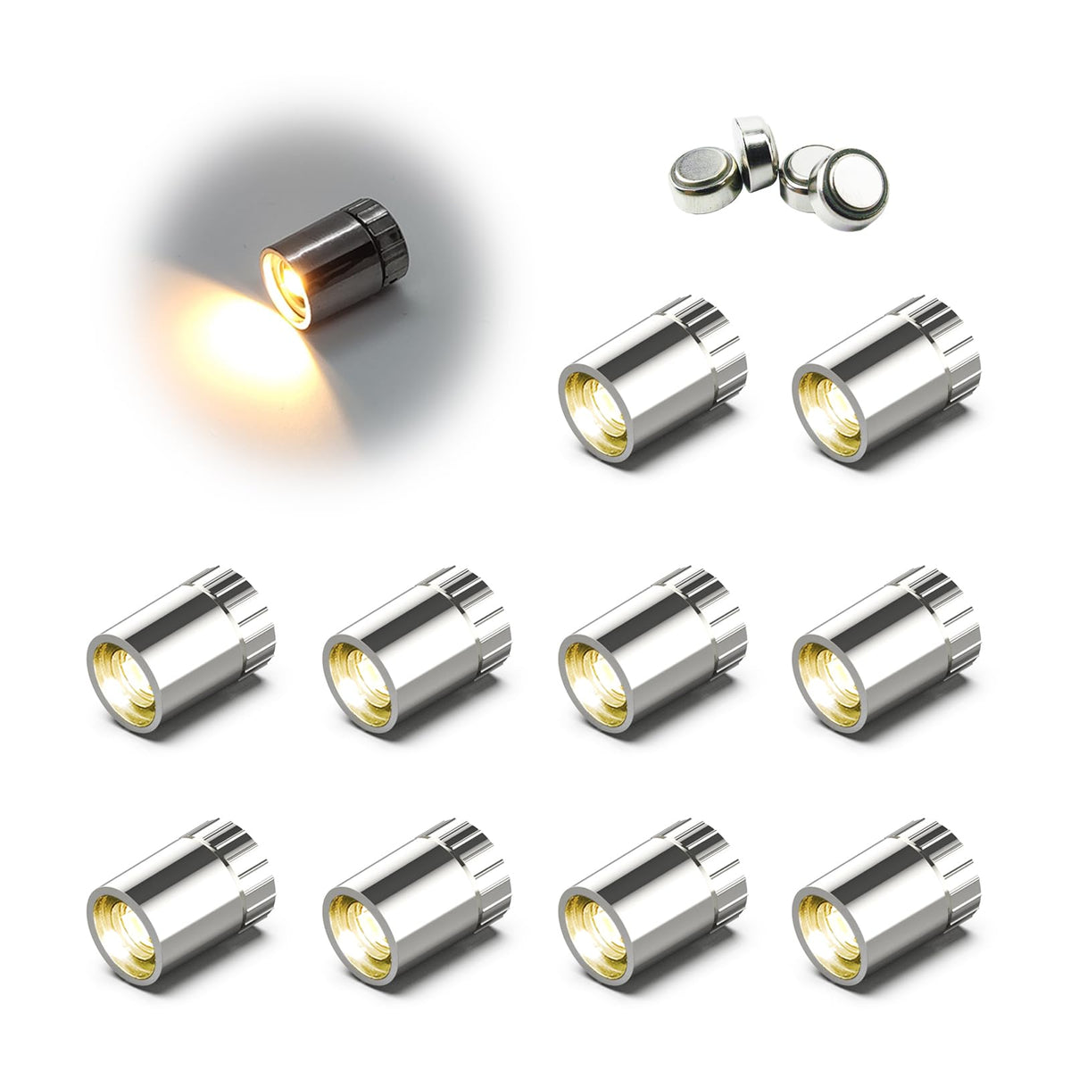 LED Mini Spotlight Battery Operated Warm White Resin 10-Pack for Artwork Jewelry Closet — product view 1