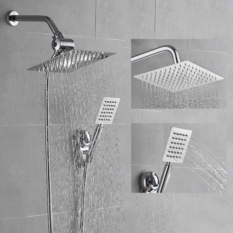 LoungeYard | Silver Square Double Shower Head Modern Water Filtration Wall-Mounted Shower Head — product view 5