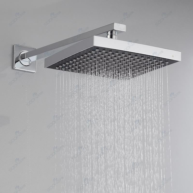 LoungeYard | Modern square fixed shower head with shower arm Wall-mounted shower head made of stainless steel — product view 2