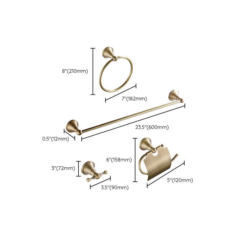 LoungeYard | Metal Bathroom Set 4-Piece Traditional Style Gold Bathroom Hardware Set — product view 4