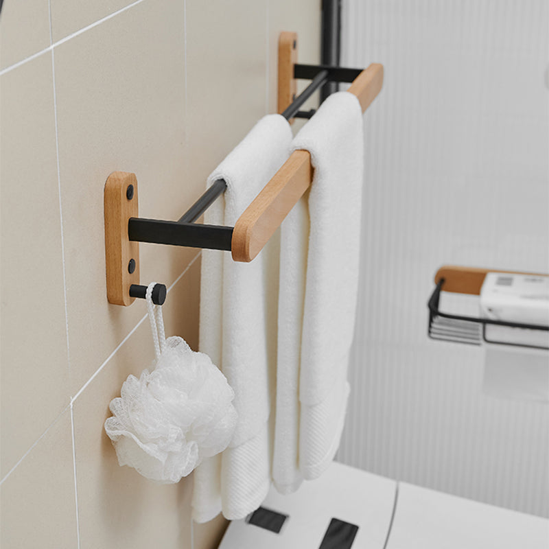 LoungeYard | Metal and wood bathroom accessories as a single piece or in a set in black — product view 1