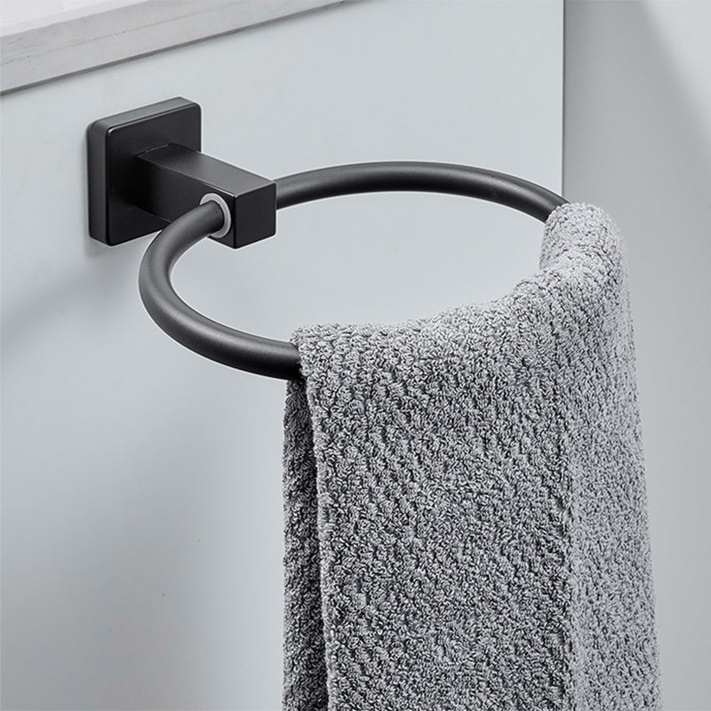 LoungeYard | Traditional Bathroom Accessories Set Black Towel Ring Bathroom Shelf Bathroom Accessories Set — product view 2