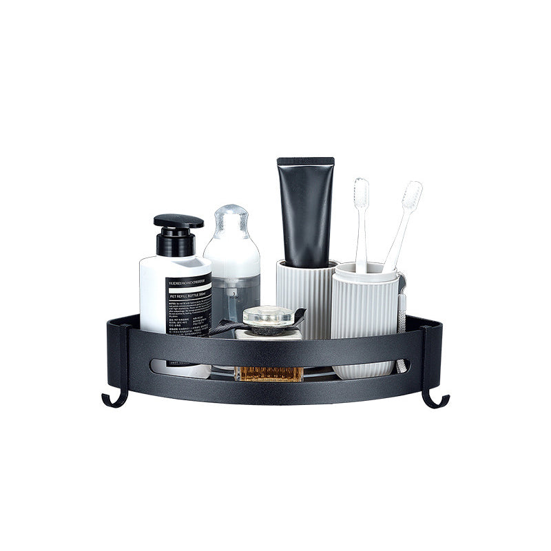 LoungeYard | Modern Bathroom Hardware Set Bathroom Shelf Silver/Black Bathroom Accessories Set — product view 5