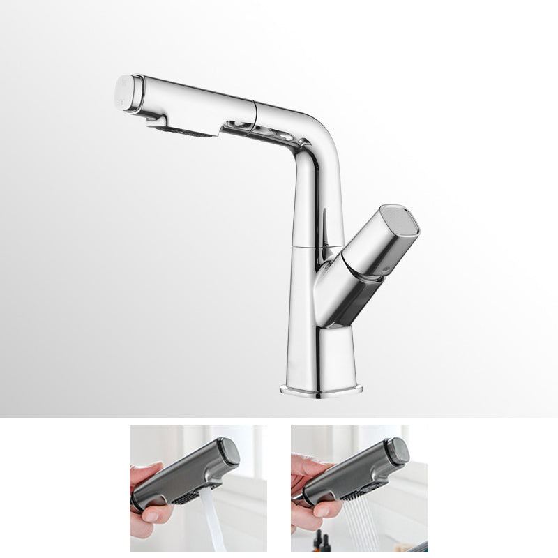 LoungeYard | Brass Contemporary Sink Faucet Pull-Out Round Bathroom Faucet — product view 1