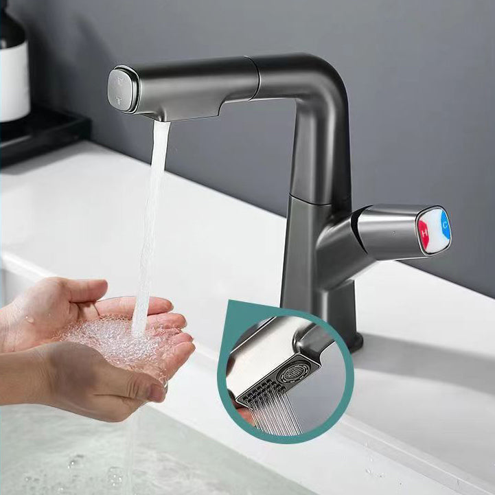 LoungeYard | Brass Contemporary Sink Faucet Pull-Out Round Bathroom Faucet — product view 7