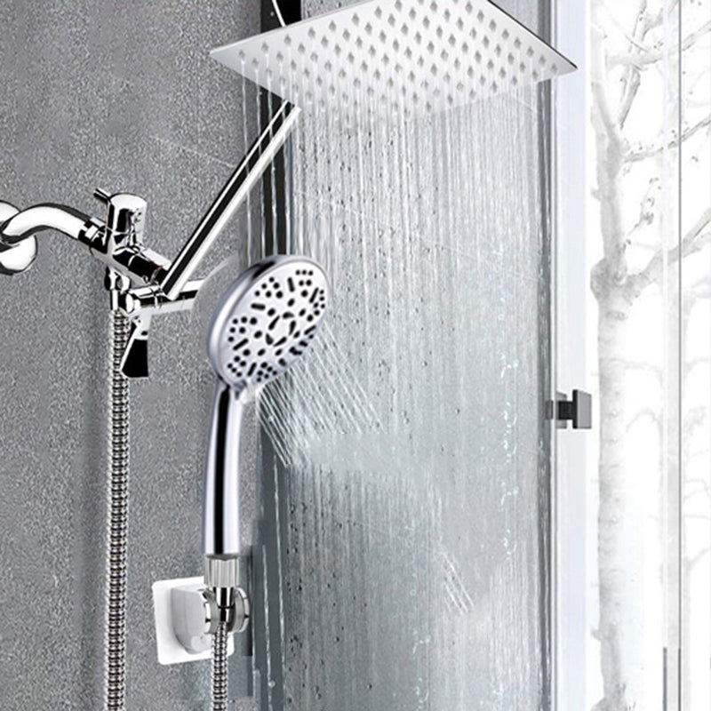 LoungeYard | Modern Style Dual Showerhead 9-Spray Silver Wall-Mounted Showerhead — product view 1