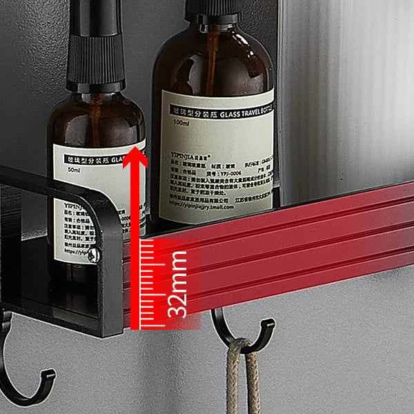 LoungeYard | Black / Silver Bathroom Accessories Aluminum Hardware Set Bathroom Shelf — product view 4