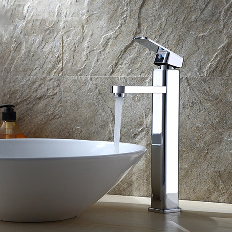 LoungeYard | Cubic Chrome Bathroom Faucet Low Arc Single Lever Basin Faucet — product view 2