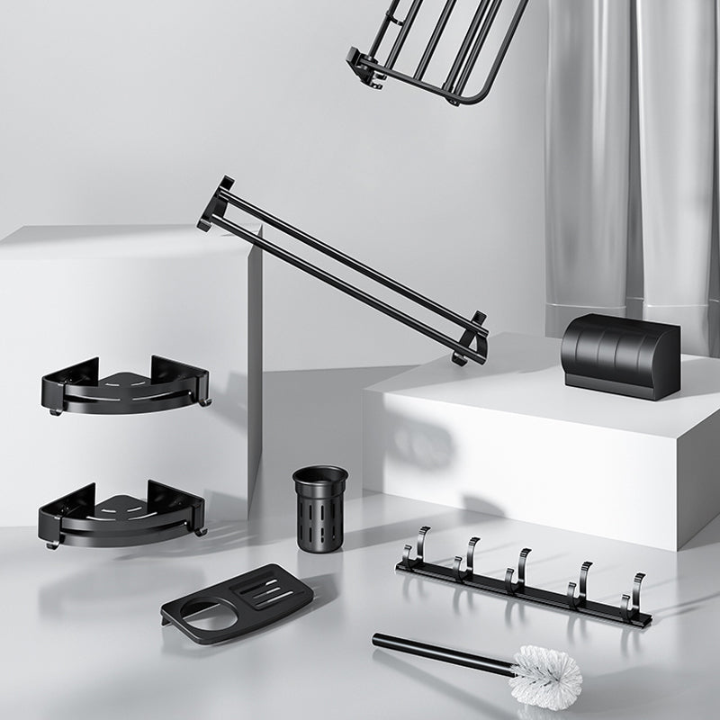 LoungeYard | Classic Bathroom Accessories Set in Aluminum Black Finish Bathrobe Hook/ Towel Bar — product view 4
