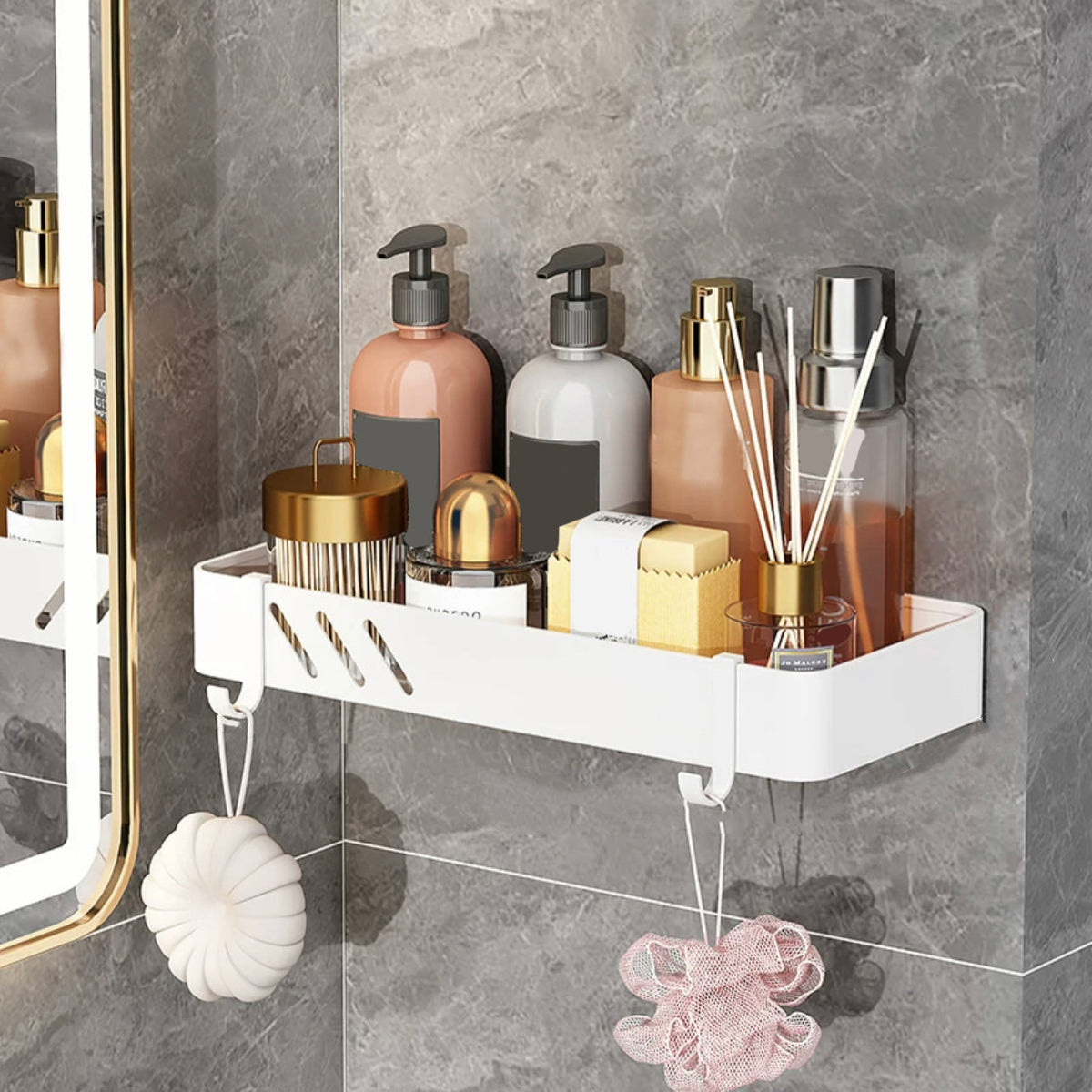 LoungeYard | Modern White Bathroom Hardware Set Towel Rack Bath Shelf Bathroom Hardware Set — product view 1