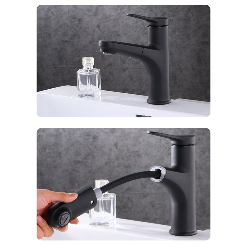 LoungeYard | Contemporary Basin Faucet Copper Pure Color Single Lever Retractable Basin Faucet — product view 4