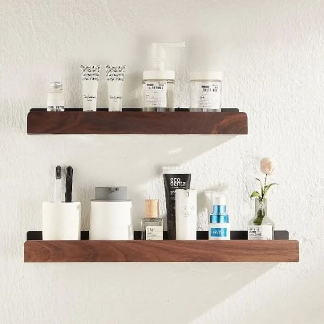 LoungeYard | No-Drill Solid Wood Bathroom Wall Shelf — product view 6
