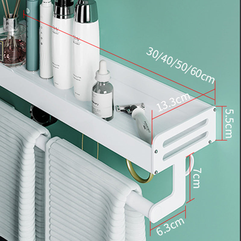 LoungeYard | 2-piece modern bathroom accessory set White rectangular bath shelf — product view 3