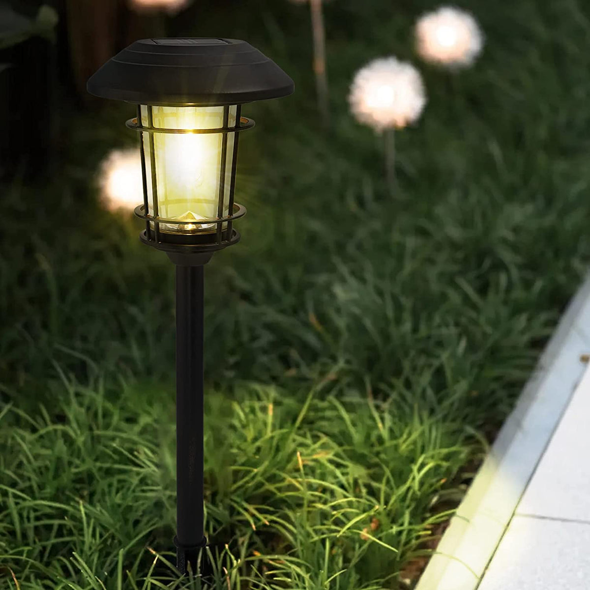 LOUNGE YARD Outdoor Glass Solar Pathway Lights - Aluminum & Steel Frame — product view 4