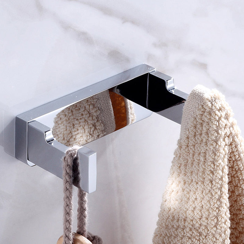 LoungeYard | Chrome brass modern bathroom accessory set with towel bar/ ring/ paper holder & bathrobe hook — product view 1