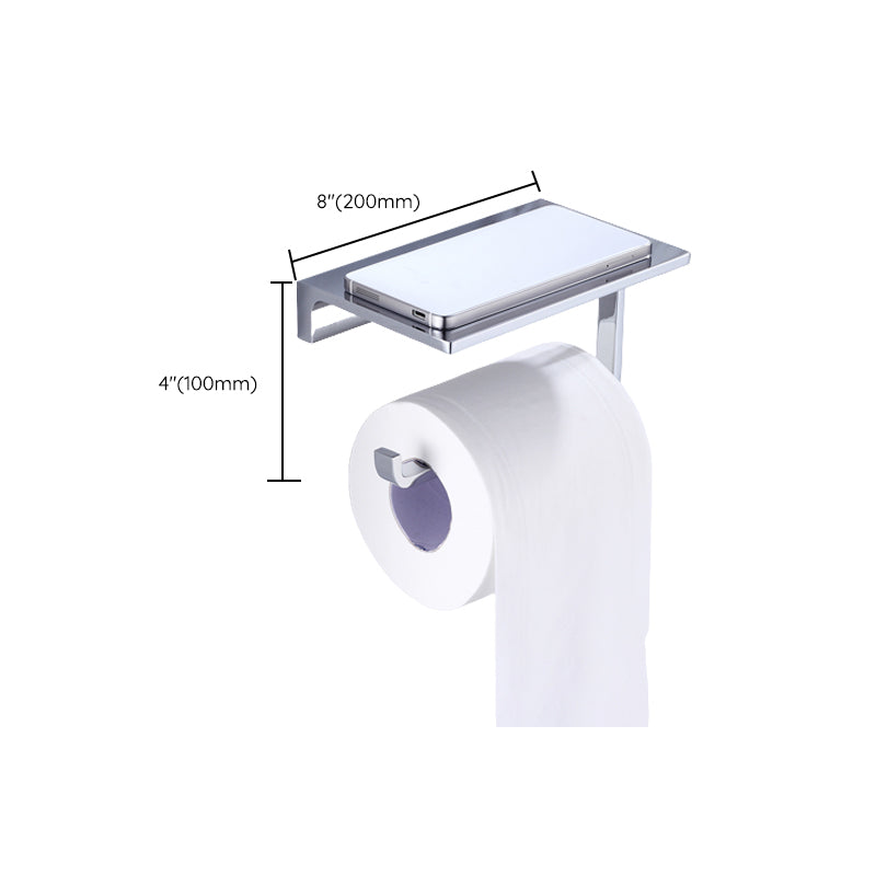 LoungeYard | Chrome brass modern bathroom accessory set with towel bar/ ring/ paper holder & bathrobe hook — product view 7