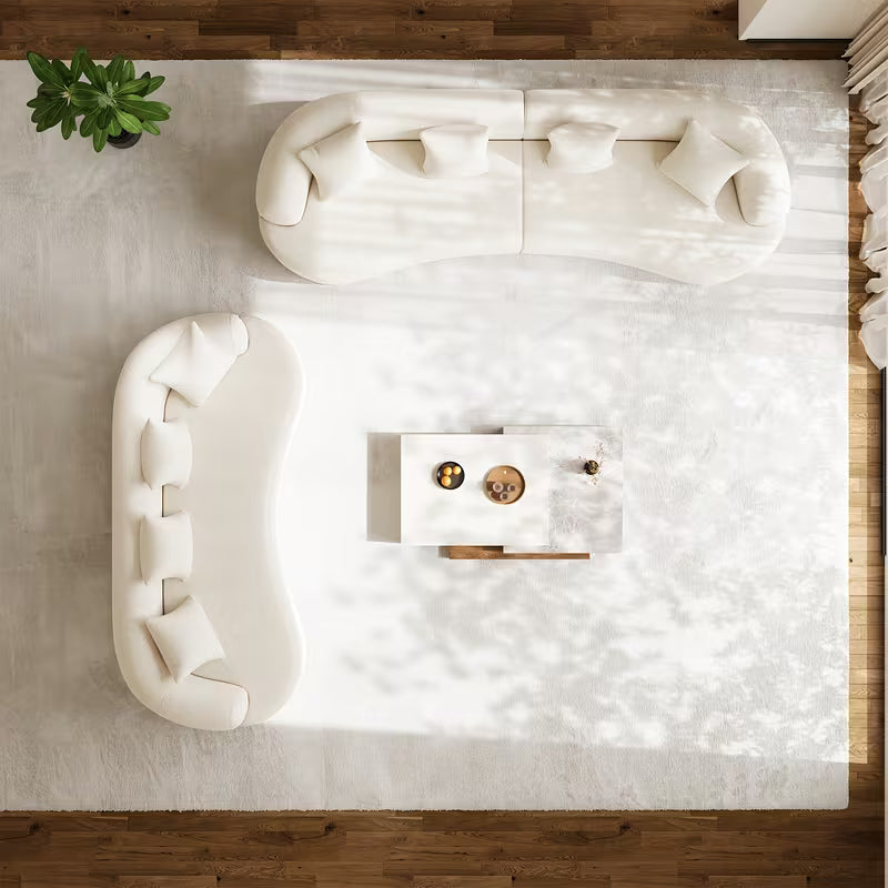 Cloud Sofa | Curved Boneless Chenille Boucle Sectional with Pillows — product view 3