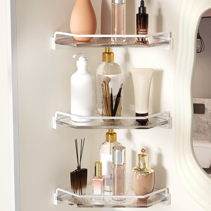 LoungeYard | White Bathroom Accessory Set Metal & Acrylic Bathroom Set with Bath Shelf/Towel Hook — product view 2