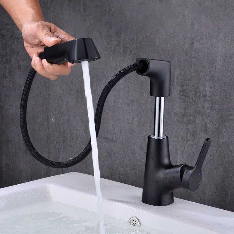 LoungeYard | Modern Vessel Sink Faucet Copper Single Handle Pull Down Low Arc Vessel Faucet — product view 1