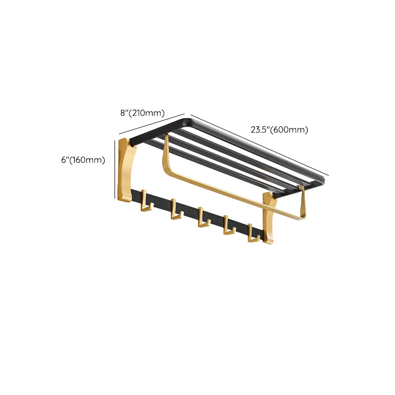 LoungeYard | Contemporary Bath Accessories Set Black & Golden Bath Shelf/Towel Bar — product view 3