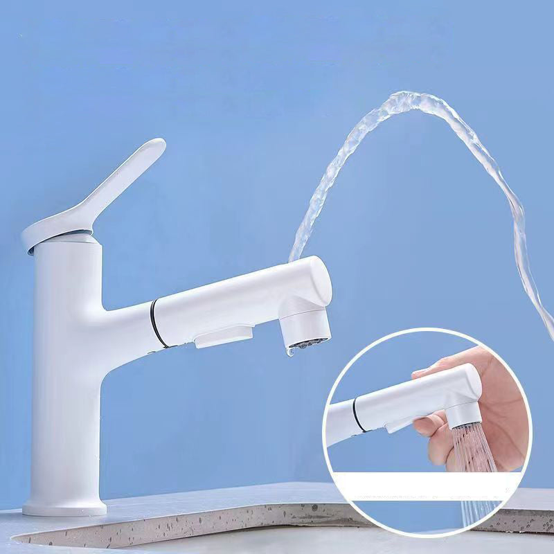 LoungeYard | Modern Washbasin Faucet Copper 1-Handle Low Arc Pull-Out Washbasin Faucet for Bathroom — product view 2