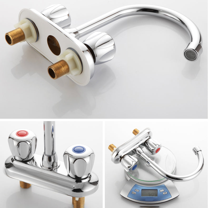 LoungeYard | Knob Handle Brass Faucet High Arc Swivel Sink Faucet for Bathroom — product view 3