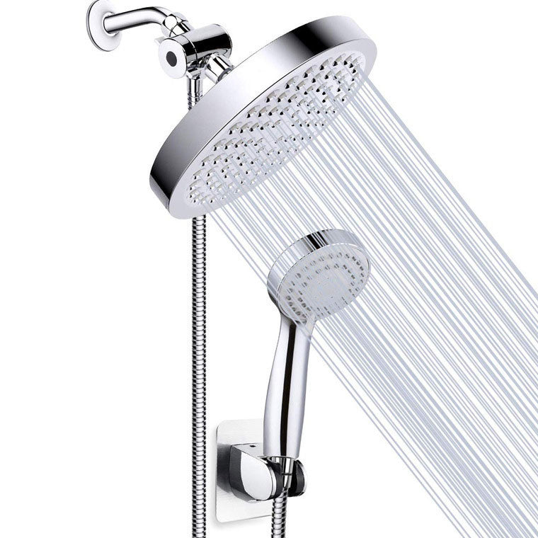 LoungeYard | 4-Setting Silver Shower Set Concealed Wall Mount Holder Tee with Outlet — product view 1