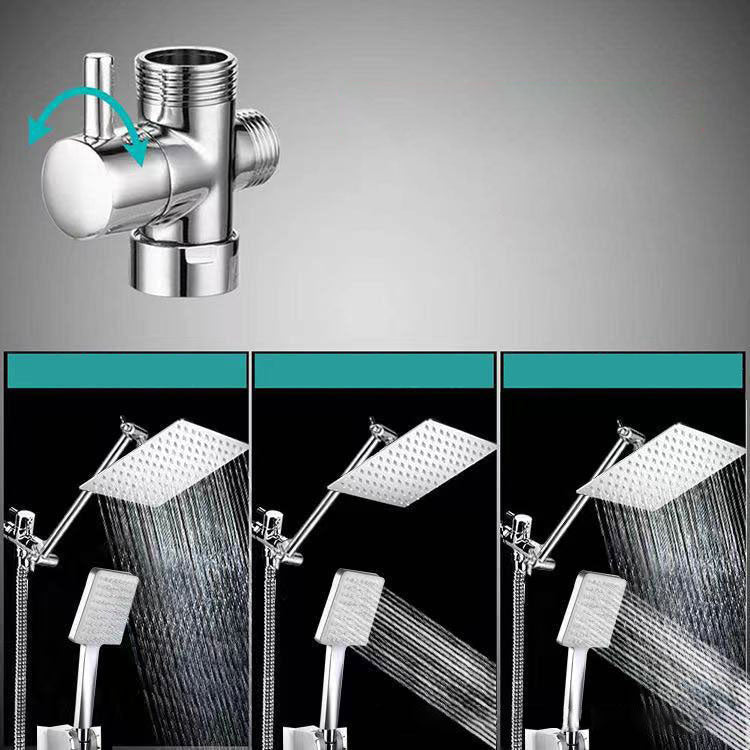 LoungeYard | Contemporary Pull Down Dual Shower Head Square High Arc Shower Head Combo in Chrome — product view 4