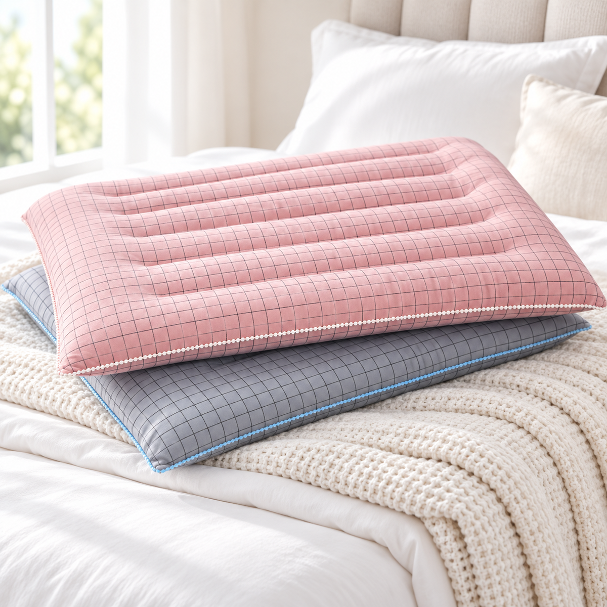 Ergonomic Dual-Layer Quilted Support Pillow LoungeYard — product view 1