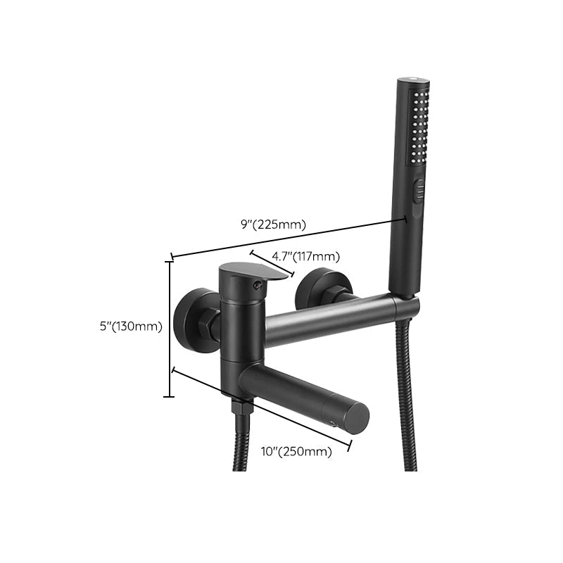 LoungeYard | Wall-mounted metal bathtub faucet low arch single lever bathtub faucet trim — product view 7