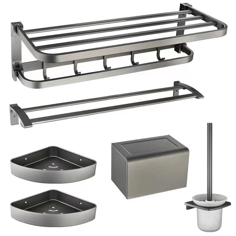 LoungeYard | Contemporary Metal 6-piece Bathroom Accessory Set with Bathroom Shelf — product view 3