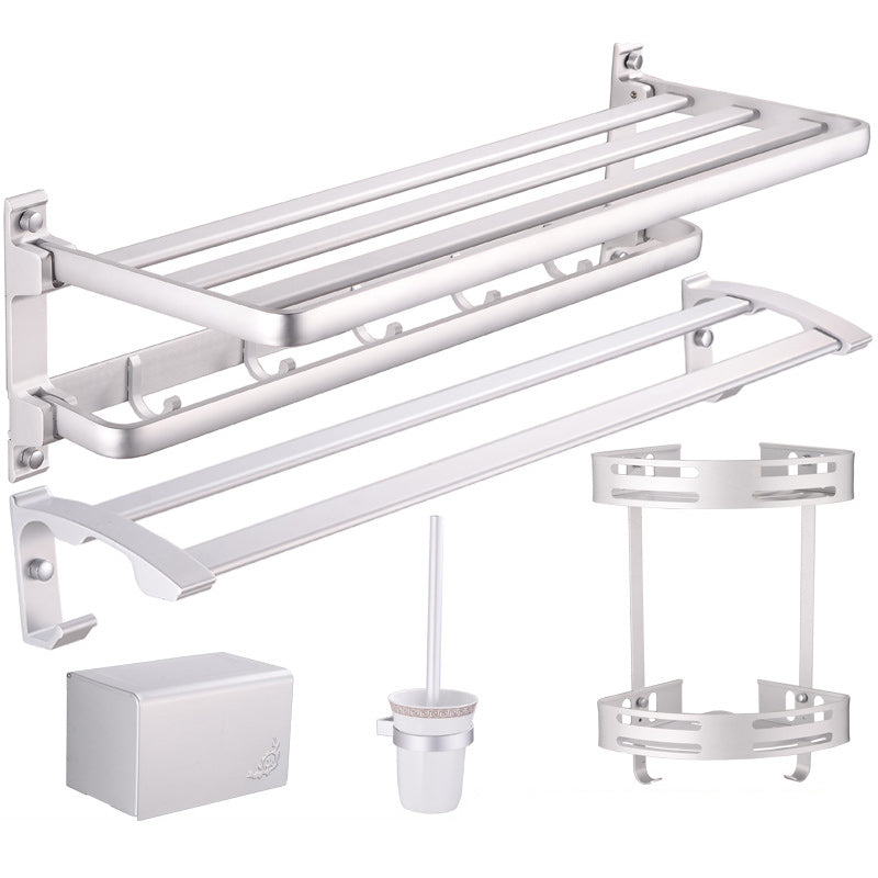 LoungeYard | Modern 5-piece bathroom accessory set with triangular bath shelf — product view 1