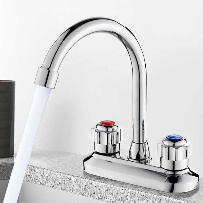 LoungeYard | Modern Center Set Mixer Tap Chrome 2 Knob Handles Swivel Spout Basin Mixer Tap — product view 1
