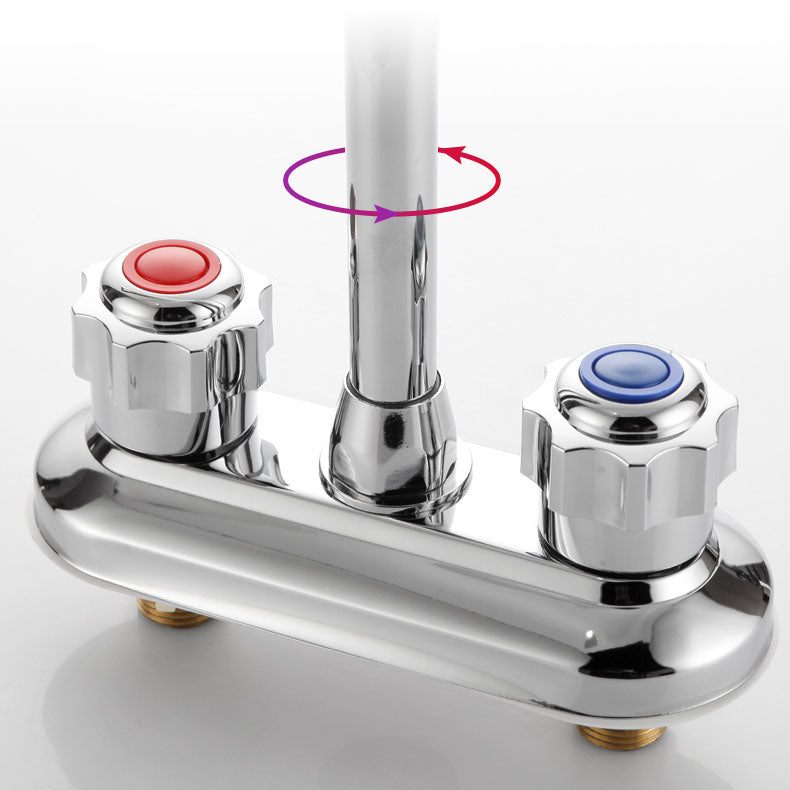 LoungeYard | Modern Center Set Mixer Tap Chrome 2 Knob Handles Swivel Spout Basin Mixer Tap — product view 2