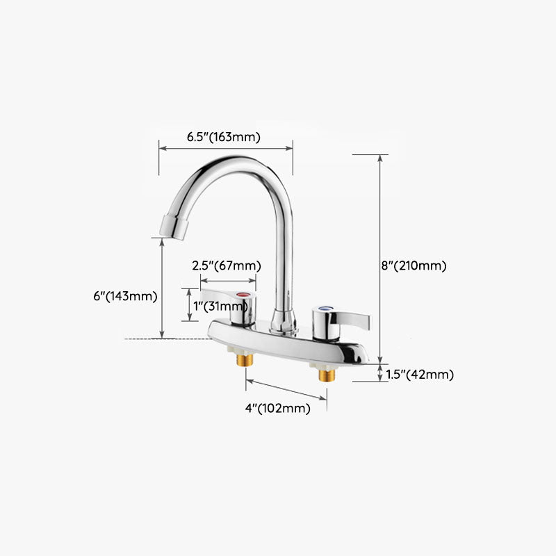 LoungeYard | Modern Center Set Mixer Tap Chrome 2 Knob Handles Swivel Spout Basin Mixer Tap — product view 3