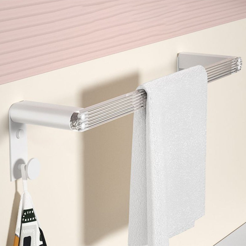 LoungeYard | White & clear acrylic bathroom accessory set with towel holder/paper holder/robe hooks — product view 2
