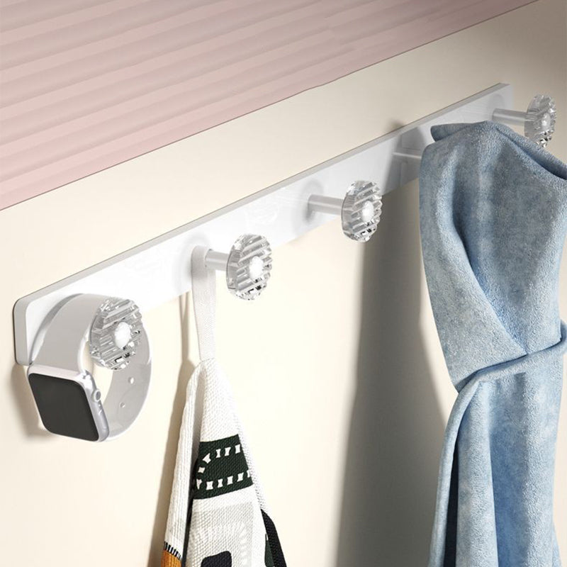 LoungeYard | White & clear acrylic bathroom accessory set with towel holder/paper holder/robe hooks — product view 5