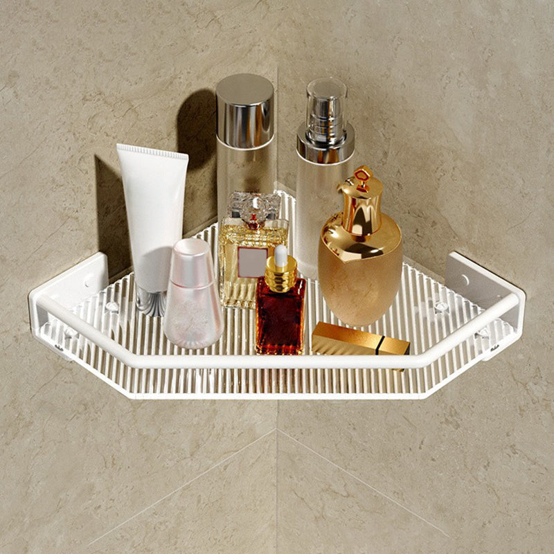 LoungeYard | White & clear acrylic bathroom accessory set with towel holder/paper holder/robe hooks — product view 1