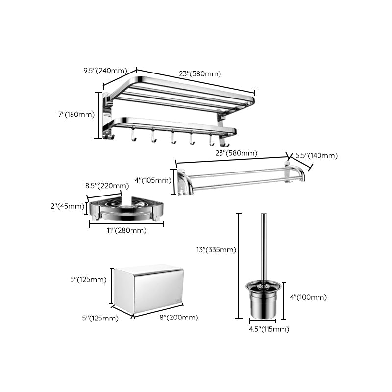 LoungeYard | Silver/Black Bathroom Hardware Set Modern Bathroom Accessories Hardware Set — product view 7
