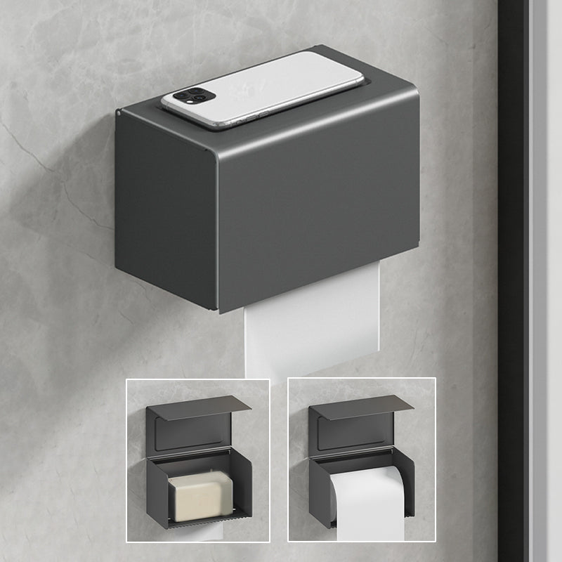 LoungeYard | Modernism Aluminum Bathroom Accessories Set Gray Metal Bathroom Set with Towel Holder/Bath Shelf — product view 2