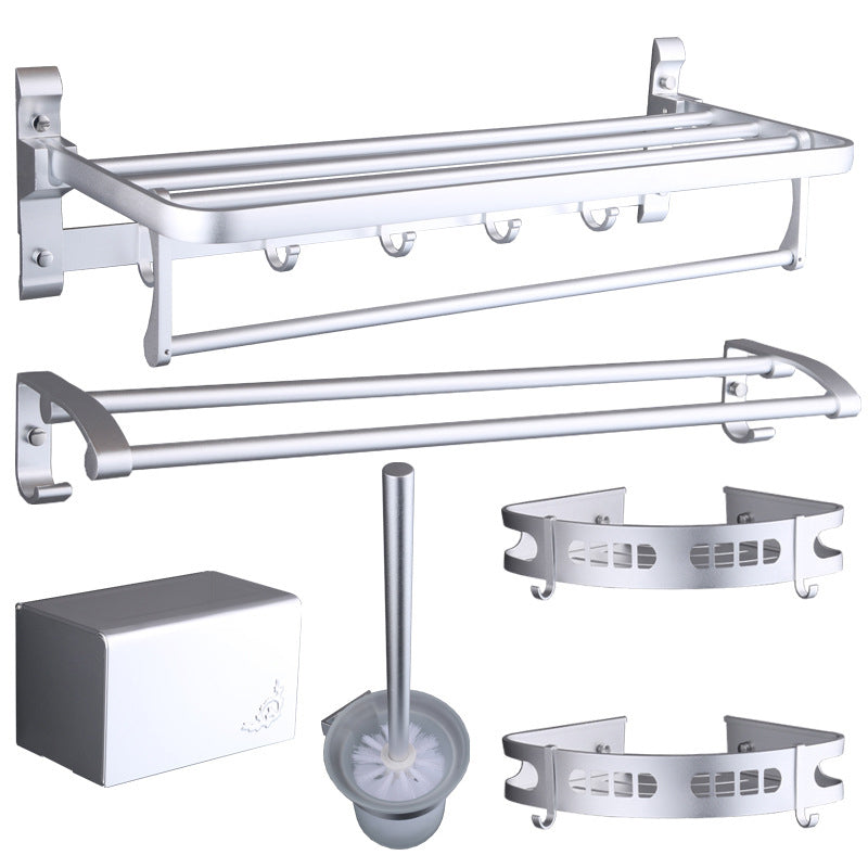LoungeYard | 6-piece modern bathroom hardware set made of aluminum with towel holder/paper holder — product view 1