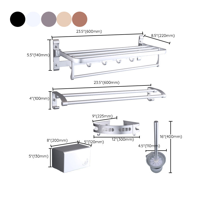 LoungeYard | 6-piece modern bathroom hardware set made of aluminum with towel holder/paper holder — product view 4