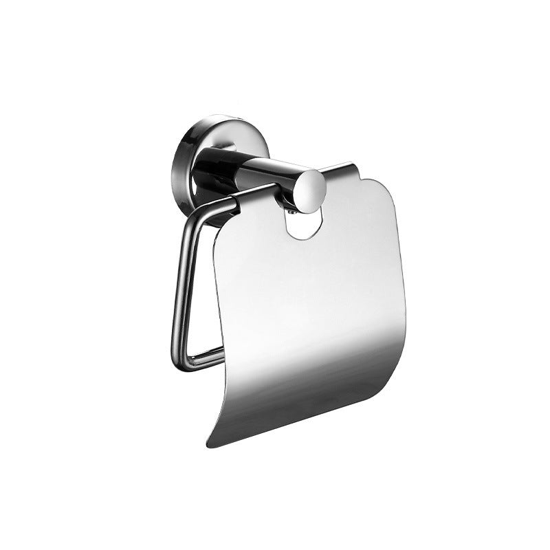 LoungeYard | Polished Chrome 5-piece modern bathroom accessory set with bathroom shelf — product view 1