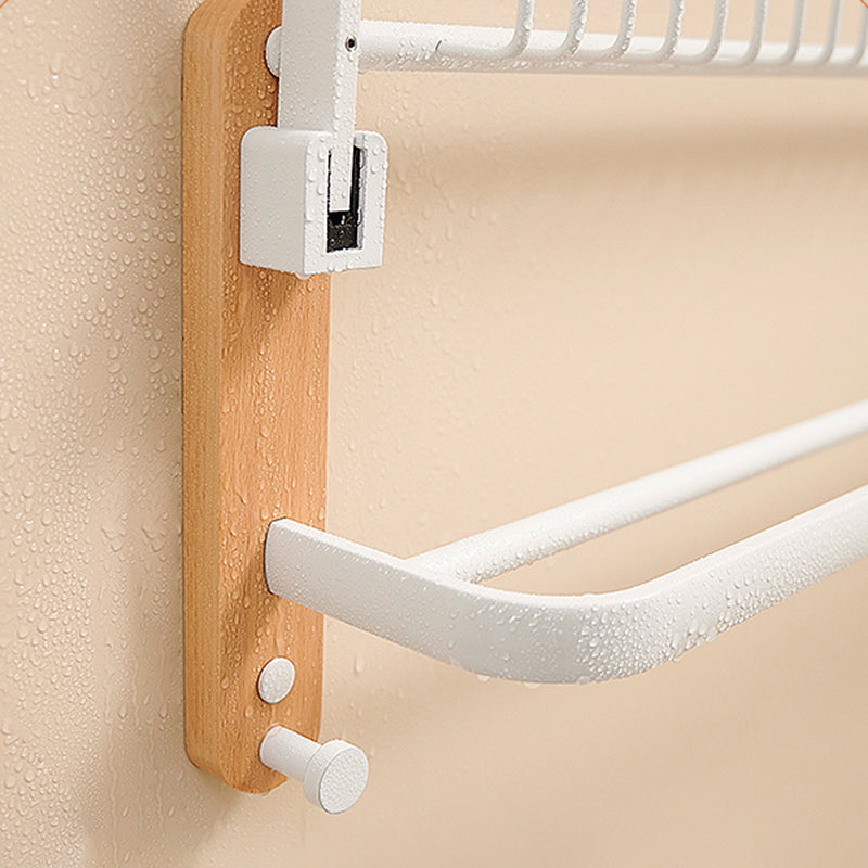 LoungeYard | Aluminium and Wood Bathroom Accessories Set White Bathroom Accessories Kit — product view 2