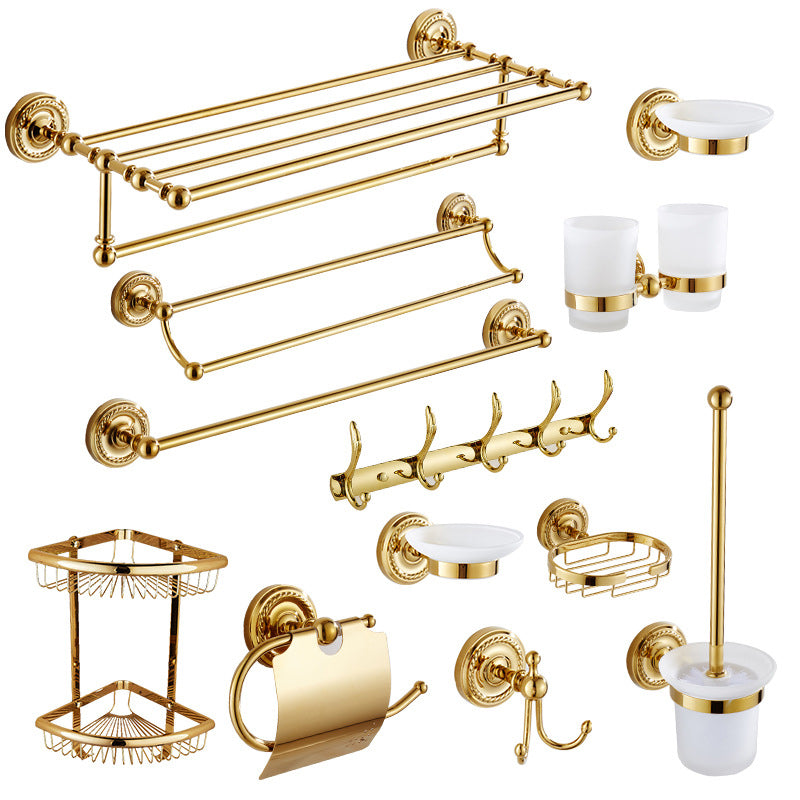 LoungeYard | Traditional Golden Bath Accessory Set Copper Bathroom Accessory Kit — product view 2