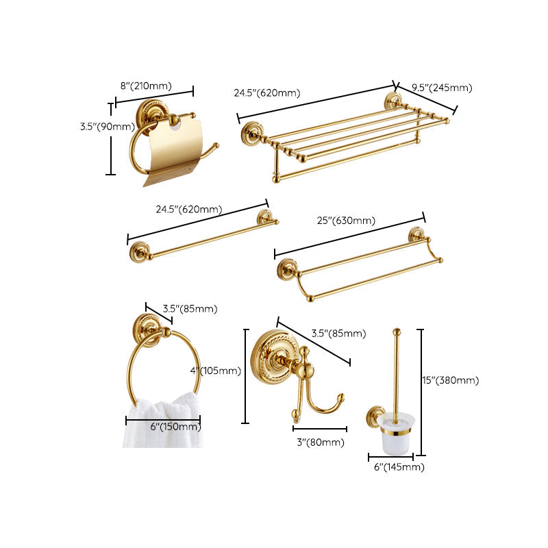 LoungeYard | Traditional Golden Bath Accessory Set Copper Bathroom Accessory Kit — product view 3