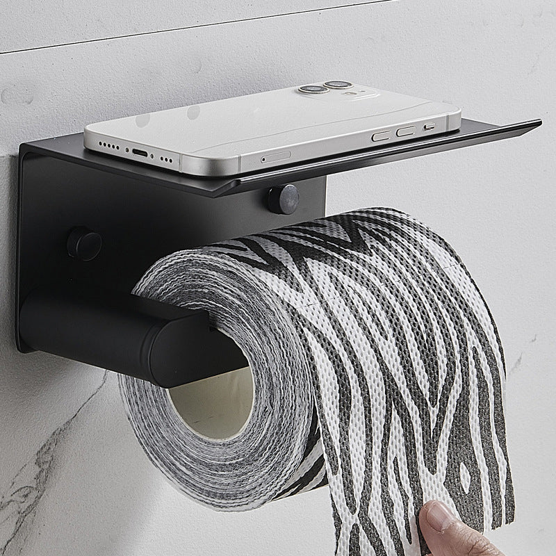 LoungeYard | 7-piece Bathroom Hardware Set Matte Black/Grey with Bath Shelf/Towel Holder/Bath Towel Hook — product view 1