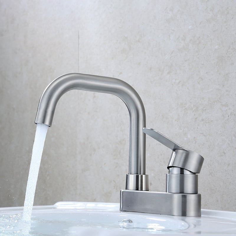 LoungeYard | 304 stainless steel center faucet bathroom single handle hot and cold sink faucet — product view 1